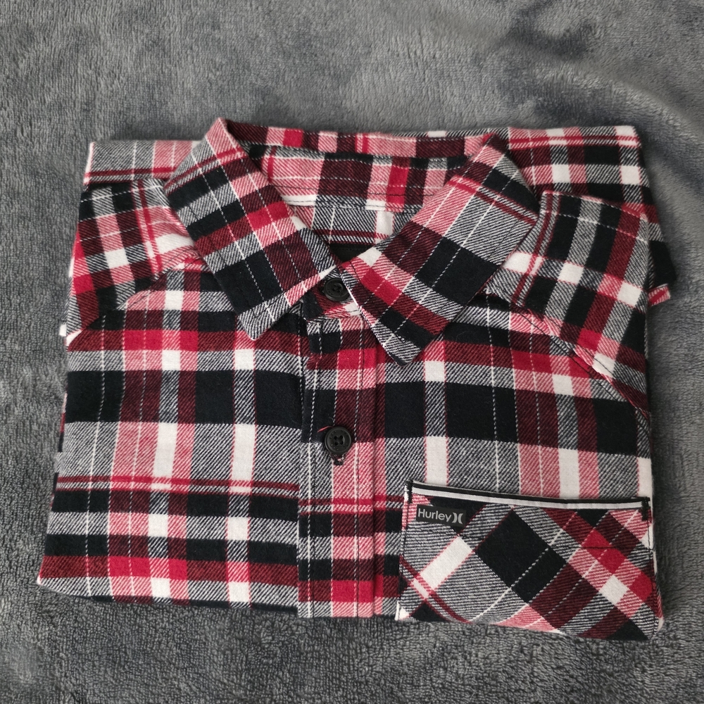 Hurley Kids Red and Black Plaid Shirt